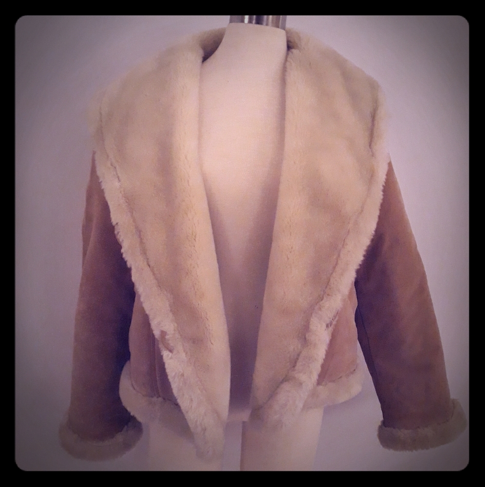 Express french suede faux fur snow coat sz m